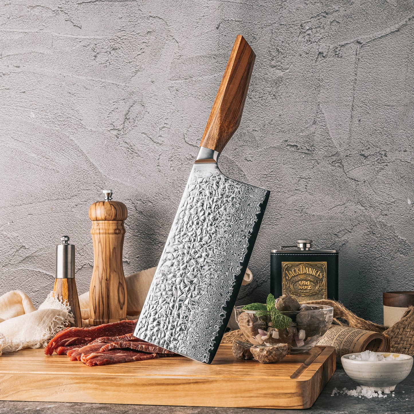 7-Inch Damascus Cleaver Knife