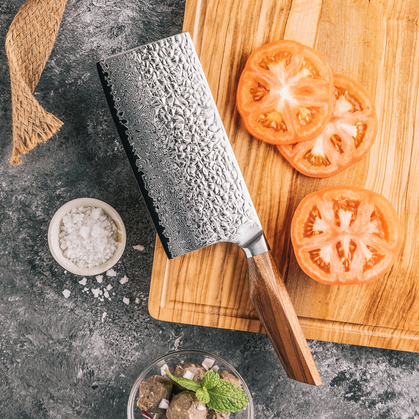 7-Inch Damascus Cleaver Knife