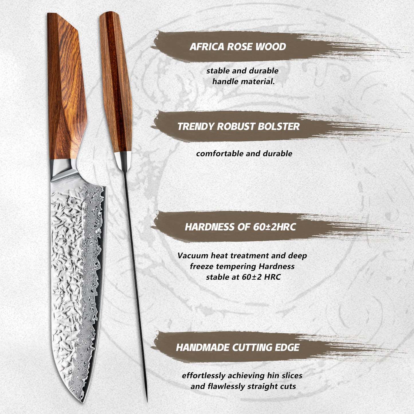 Chef Santoku Knife with Africa Rose Wood
